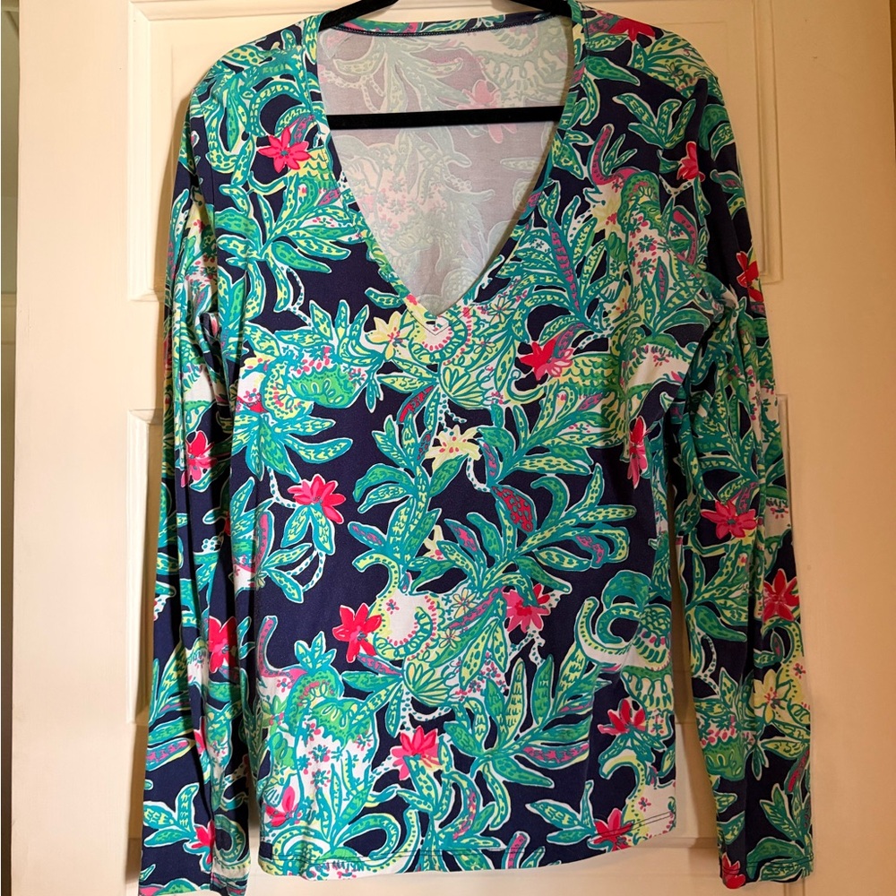 Floral V-Neck Lilly Pulitzer Long Sleeve Top
